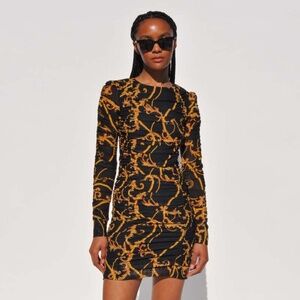 GANNI mesh ruched bodycon dress XS